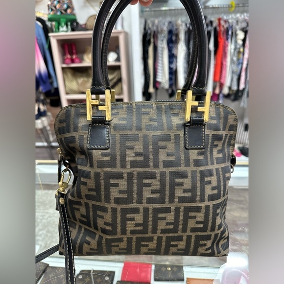 Fendi‎ Dome Satchel Zucca Bag With Crossbody Strap